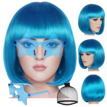Peruca ANOGOL Blue Bob with Bangs Star