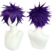 Peruca ANOGOL curta roxa sintética resistente ao calor para homens