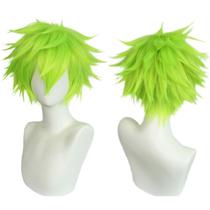Peruca ANOGOL curta verde limão para homens + boné de cabelo Anime Cosplay Peruca ANOGOL curta verde limão para homens + boné de cabelo Anime Cosplay