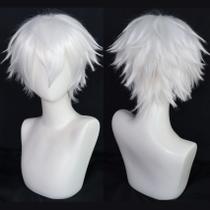 Peruca ANOGOL de cabelo sintético branco curto para homens de Halloween Peruca ANOGOL de cabelo sintético branco curto para homens de Halloween