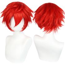 Peruca ANOGOL de cabelo sintético vermelho curto para homens, festa de Halloween Peruca ANOGOL de cabelo sintético vermelho curto para homens, festa de Halloween