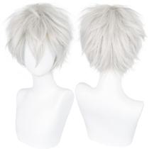 Peruca Anogol Hair Cap + Short Silver White para Cosplay Masculino Peruca Anogol Hair Cap + Short Silver White para Cosplay Masculino