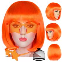 Peruca ANOGOL Orange Bob com franja e óculos de sol Star Peruca ANOGOL Orange Bob com franja e óculos de sol Star