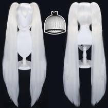 Peruca ANOGOL Peruca de cosplay branca reta de 120 cm de comprimento