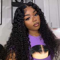 Peruca AOFEER Deep Wave 50 cm, renda frontal, 200% de densidade, cabelo humano