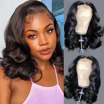 Peruca Aolisox Bob 30 cm, cabelo humano, 13x6, renda frontal, 200% de densidade