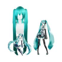 Peruca Azul Lago Com Franja De 47 Polegadas De Comprimento Com Rabos De Cavalo Destacáveis E Touca Peruca Azul Lago Com Franja De 47 Polegadas De Comprimento Com Rabos De Cavalo Destacáveis E Touca