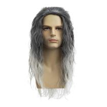 Peruca Baruisi de cabelo sintético longo encaracolado ondulado cinza para homens Peruca Baruisi de cabelo sintético longo encaracolado ondulado cinza para homens