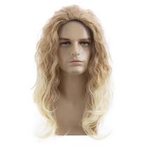 Peruca Baruisi Long Curly Wavy Blonde sintética para homens Peruca Baruisi Long Curly Wavy Blonde sintética para homens