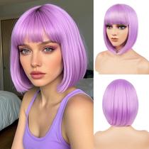 Peruca BATISI Light Purple Bob 30cm sintética para mulheres