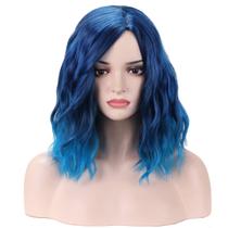 Peruca BERON Blue Short Curly Mix Blue Bob para mulheres e meninas