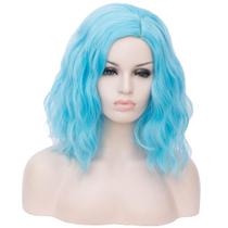 Peruca BERON Blue Synthetic Hair Short Curly 35cm para mulheres