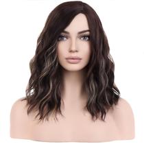 Peruca BERON Brown Blonde Short Curly Bob Wavy 35cm para mulheres