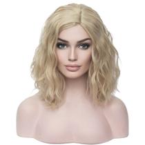 Peruca BERON Short Curly Bob Wavy 35 cm, loira para mulheres e meninas