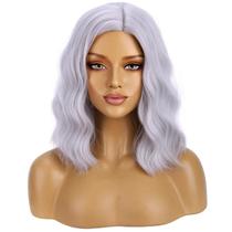 Peruca BERON Silver Grey Short Curly 35cm resistente ao calor