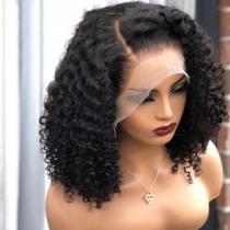 Peruca Besurina Curly Bob 35cm Cabelo humano 180% densidade preta