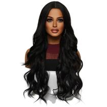 Peruca Bio Orgânica Pode Pranchar Ondulada Sem Franja Preta Peruca Bio Orgânica Pode Pranchar Ondulada Sem Franja Preta