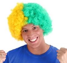 Peruca Black Power Brasil Verde Amarela Torcida Copa do Mundo