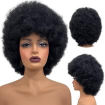 Peruca black power cacheada crespa volumosa orgânica preta