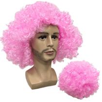 Peruca black power super volumosa pink rosa claro