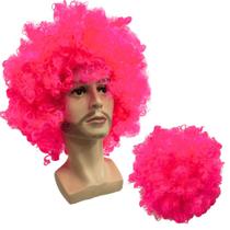 Peruca black power super volumosa rosa choque pink escuro