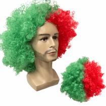 Peruca Black Power verde e vermelho fluminense volumosa time