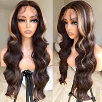 Peruca BlackSwern Honey Blonde Ombre Lace Front Body Wave 60cm