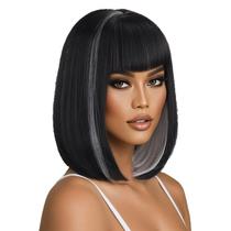 Peruca Blonde Bob com franja 35 cm/14 polegadas, curta, reta, sintética Peruca Blonde Bob com franja 35 cm/14 polegadas, curta, reta, sintética