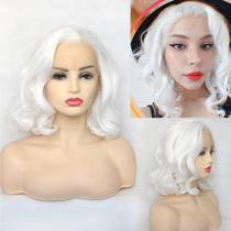Peruca BLUPLE Short Wavy Bob Style Platina Branca 30 cm Sintética Peruca BLUPLE Short Wavy Bob Style Platina Branca 30 cm Sintética