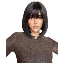 Peruca Bob com Franja 30cm fibra orgânica premium