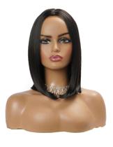 Peruca Bob Curta Lisa Castanho Escuro 100% Bio Orgânica Natural