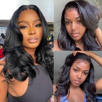 Peruca Bob de Cabelo Humano com Lace Frontal 13x4 - 16" - Estilo Douyin