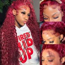 Peruca bobili Burgundy 99j Vinho Tinto Cabelo Humano 70cm Deep Wave
