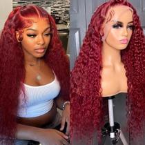 Peruca Bworto Burgundy 99m Borgonha 60 cm Cabelo humano com renda frontal Peruca Bworto Burgundy 99m Borgonha 60 cm Cabelo humano com renda frontal