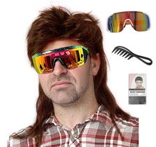Peruca Byoubyou Mullet para homens, fantasias dos anos 80, Fancy Party, marrom