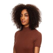 Peruca Cabelo Humano Cacheado 40cm Textura Coily De Benguela (210g, Castanho Escuro)