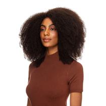 Peruca Cabelo Humano Cacheado Textura 60cm Kinky De Benguela (250g, Castanho Escuro)