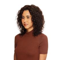 Peruca Cabelo Natural Cacheado 30cm Textura Wavy De Benguela 240g, Castanho Escuro