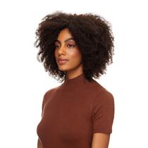 Peruca Cabelo Natural Cacheado 40cm Textura Kinky De Benguela 210g, Castanho Escuro