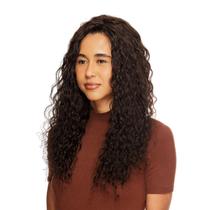 Peruca Cabelo Natural Cacheado 50cm Textura Wavy De Benguela 280g, Castanho Escuro