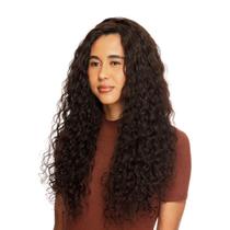 Peruca Cabelo Natural Cacheado 60cm Textura Wavy De Benguela 300g, Castanho Escuro