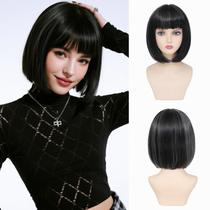 Peruca, cabelo refinado, preto misto, cinza, Bob, 30 cm, sintético, feminino