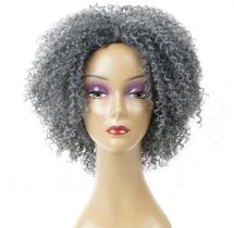 Peruca Cacheada Afro Bio Orgânica Dia a Dia Lindissima 60cm Grisalha - GM Hair