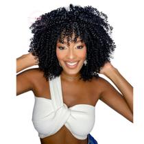 Peruca Cacheada Afro Black Preta 100% Fibra Orgânica + Touca - Maya Hair