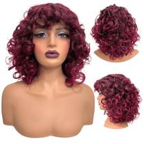 Peruca cacheada curta marsala ombre hair encaracolada 39