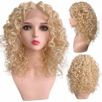 Peruca Cacheada Front Lace 13x1 HD média orgânica baby hair