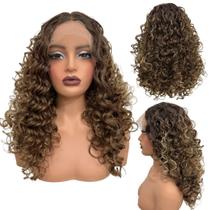 Peruca cacheada front lace 55cm ondulada repartida futura