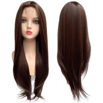 Peruca castanho claro lisa repartição ao meio lace wig 12/4A