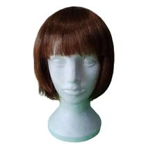 Peruca Chanel Com Franja Castanho Marrom Fantasia