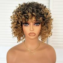 Peruca Charming Cascade Short Loose Curly Afro Ombre Blonde 15cm